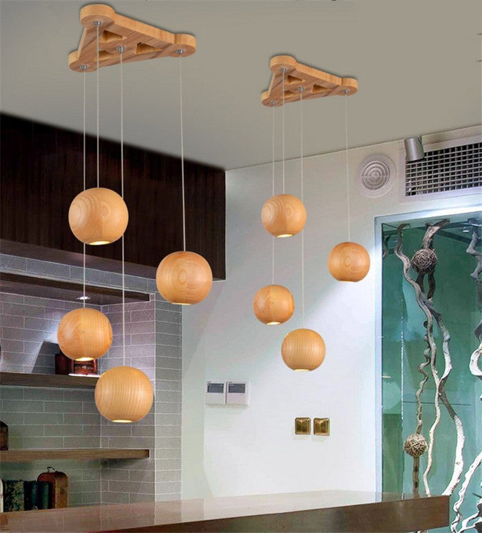 Nordic Wood Drop – Lampada Sospesa in Legno Regolabile