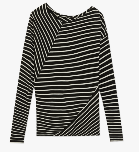 T-shirt a righe in misto lana con spalle scoperte "Picasso Lines"