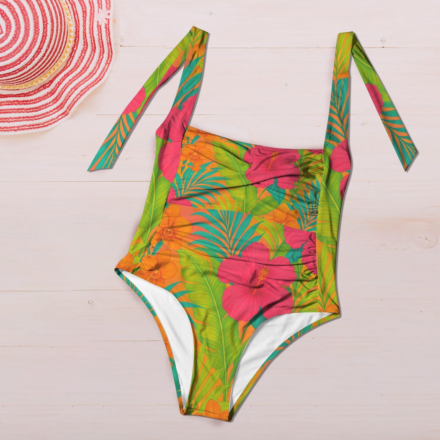 Costume da bagno da donna con scollo a V e arricciatura