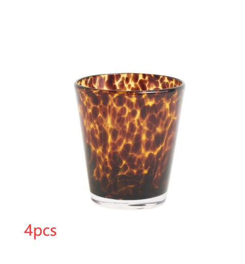 Bicchiere d'acqua in cristallo leopardato vintage hipster