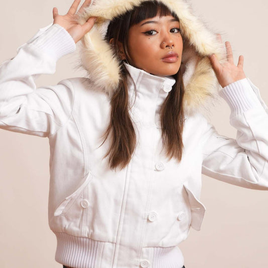 Giacca con cappuccio removibile in pelliccia