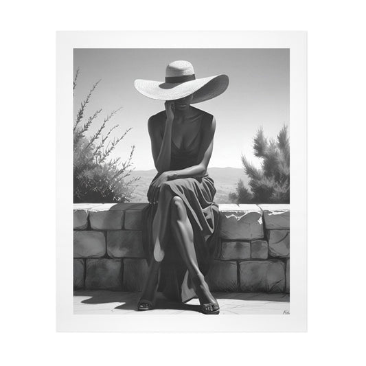 Set di quattro stampe identiche "Donna con Cappello"