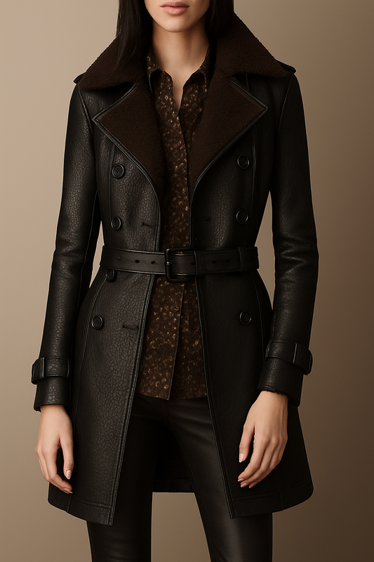 Giacca di pelle calda ed elegante in stile britannico