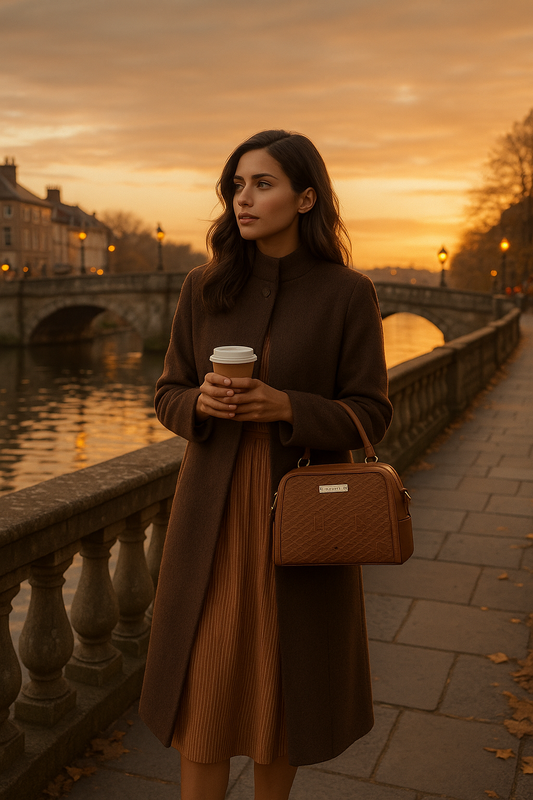 Caffè d’Inverno – Eleganza Urbana in Tono Caramello