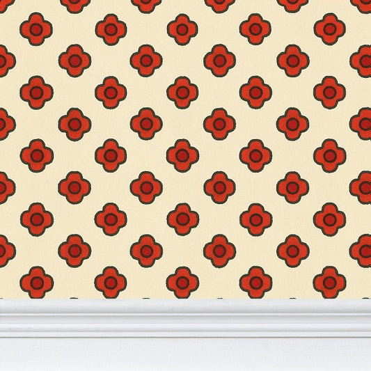 Carta da Parati con Motivo Ripetuto "Rosette Pop d’Époque"