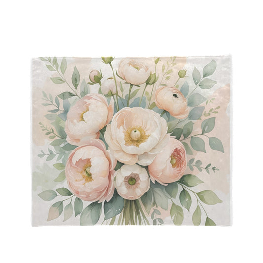 Coperta in micropile ultra morbida "Peonie in fiore"