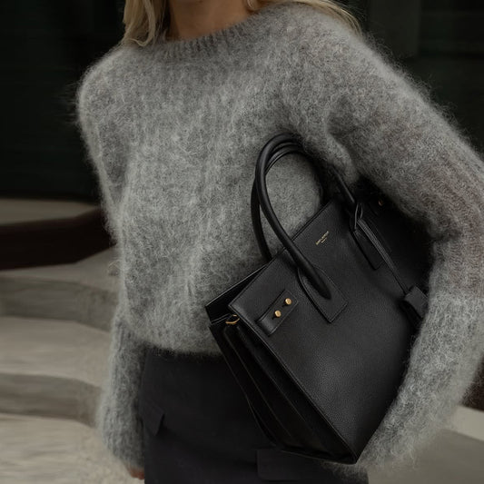 Top lavorato a maglia ampio e versatile in stile retrò chic francese con scollo rotondo