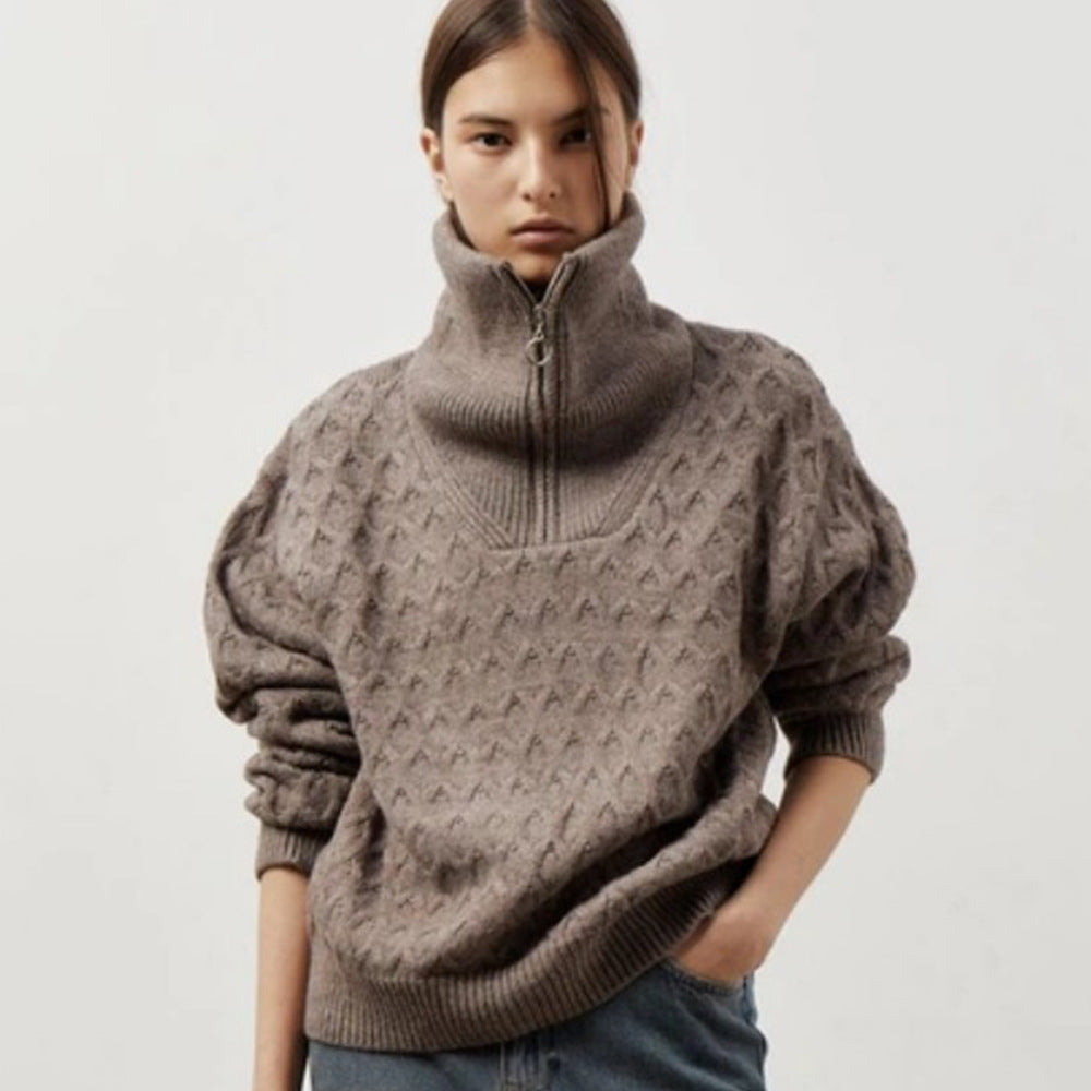 Maglione con collo alto e mezza zip
