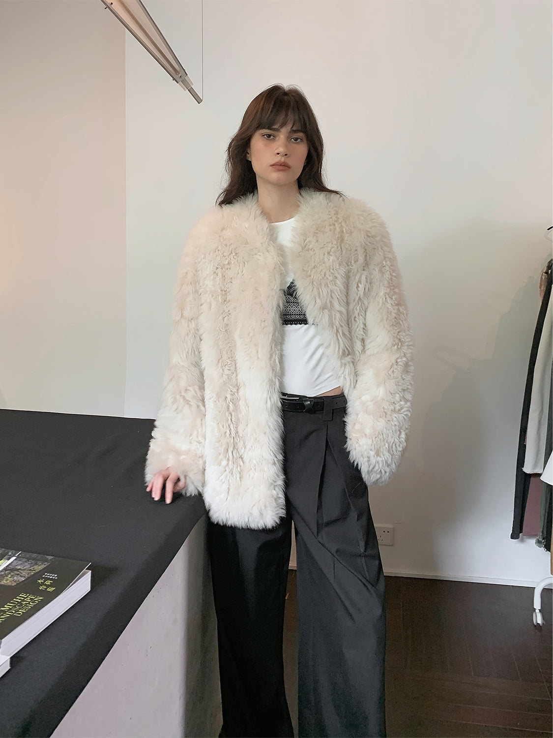 Giacca Casual Collo Alto in Pelle di Pecora Toscana