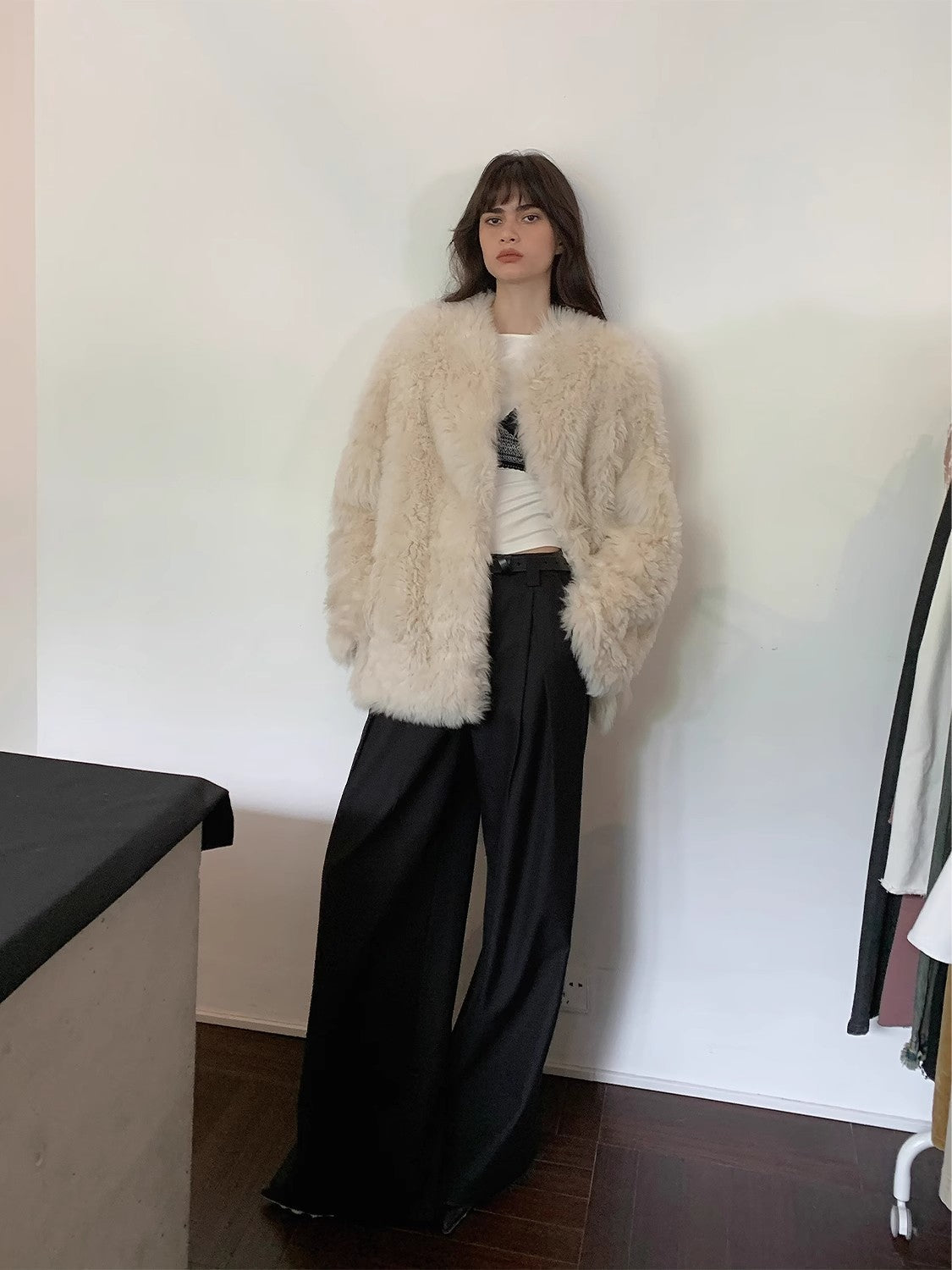 Giacca Casual Collo Alto in Pelle di Pecora Toscana