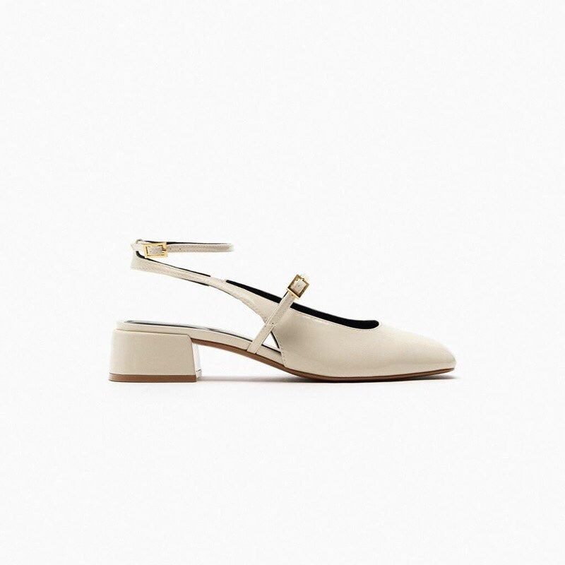 Scarpe con tacco a blocco e punta tonda in PU