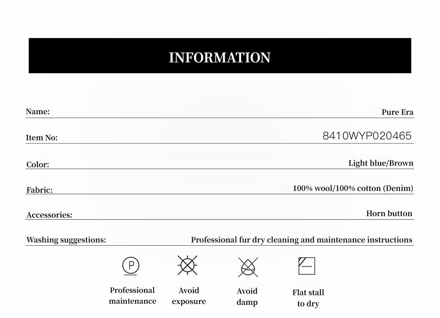 Cappotto corto in pelliccia di lana di alta qualità importato "Pure Era"