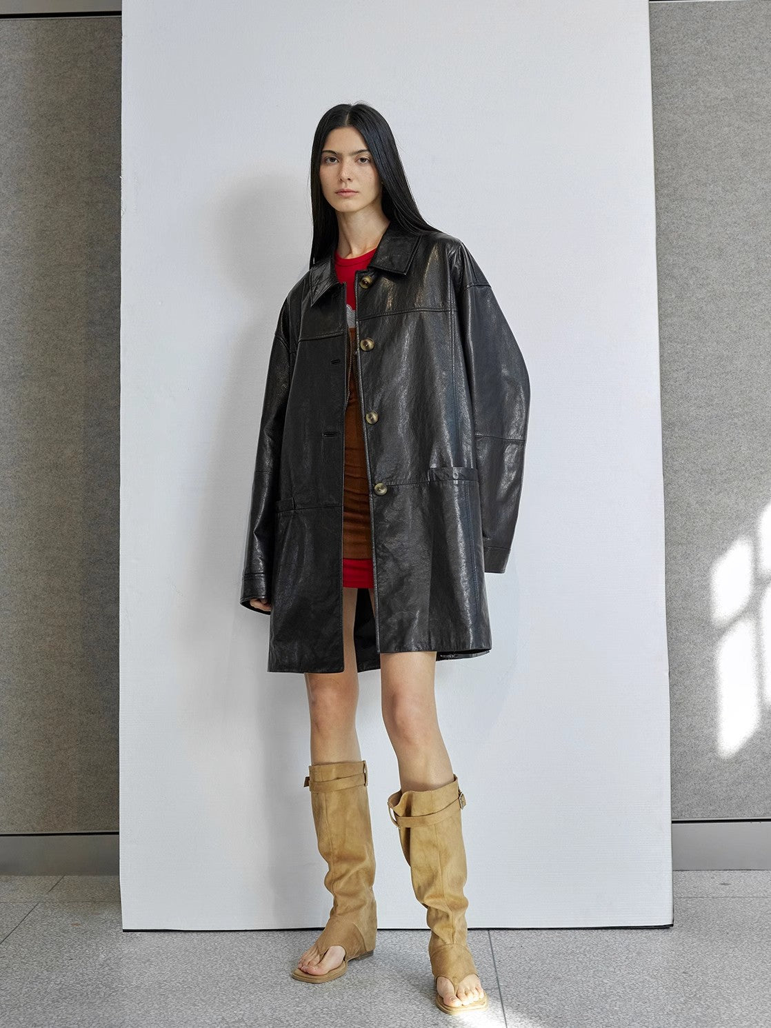 Giacca in pelle con revers casual retrò in edizione limitata Notting Hill Diary