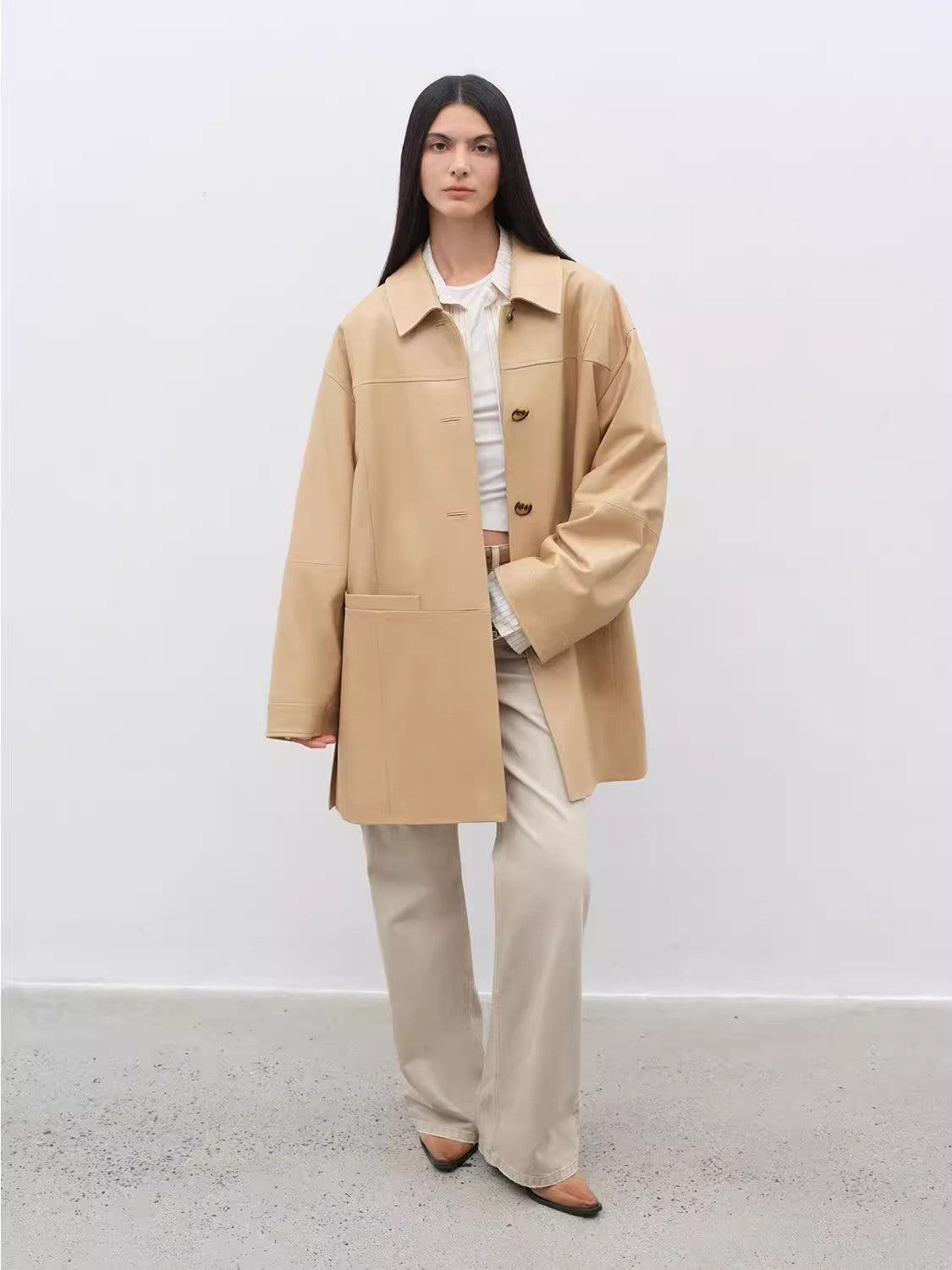 Giacca in pelle con revers casual retrò in edizione limitata Notting Hill Diary