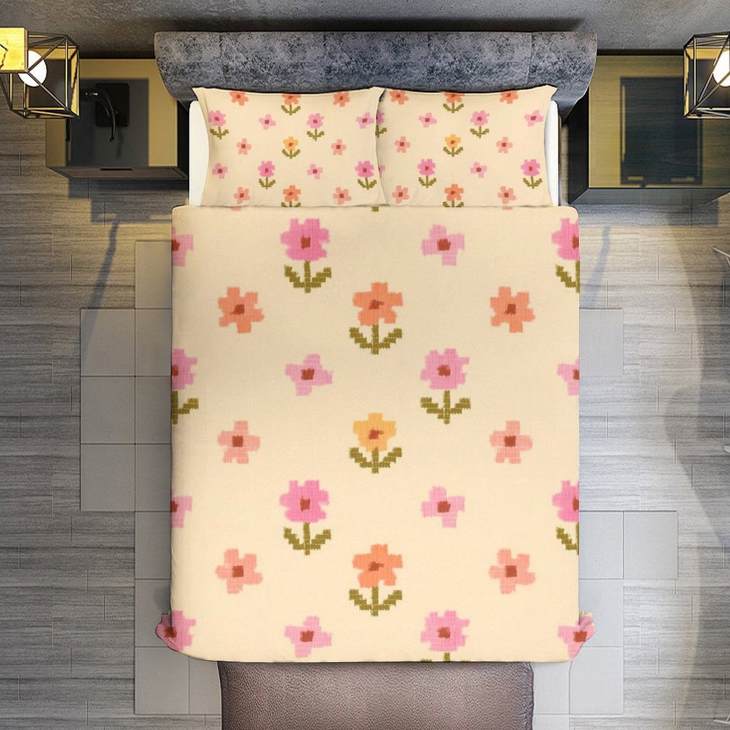 Set biancheria da letto "Fiorellini in Pixel"