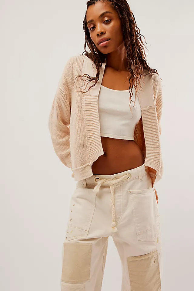 Cardigan corto asimmetrico in lana