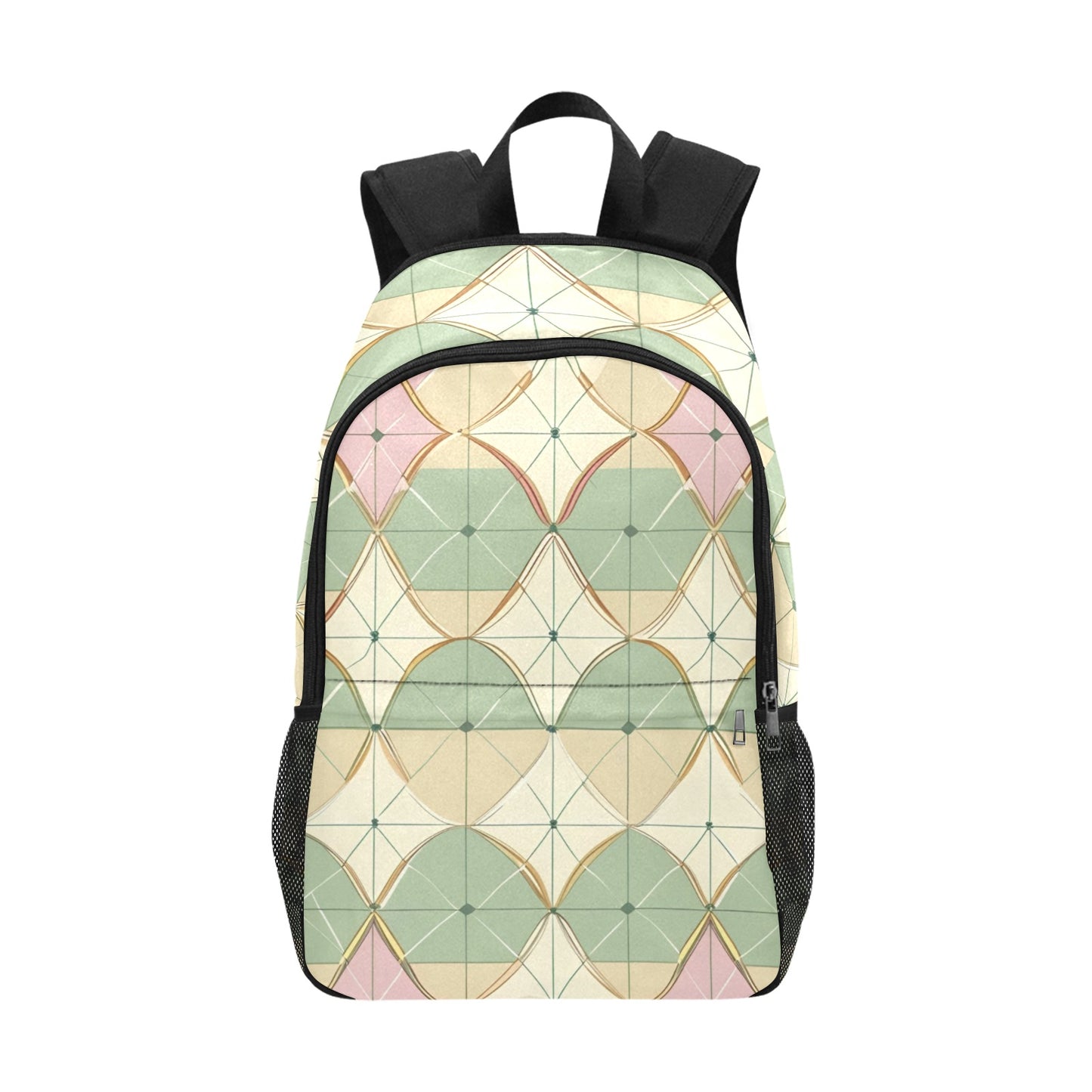 Zaino casual unisex con stampa integrale e tasche laterali in rete