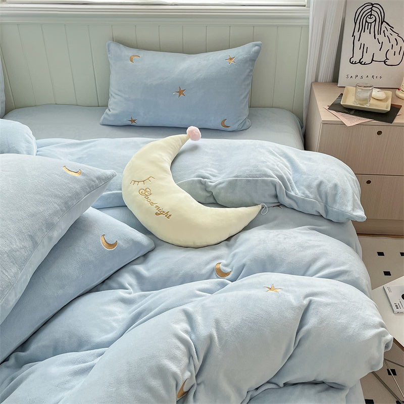 Set di quattro pezzi in velluto corallo double face