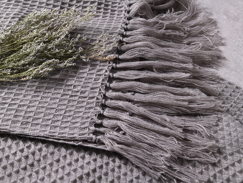 Coperta in lana lavorata a maglia liscia