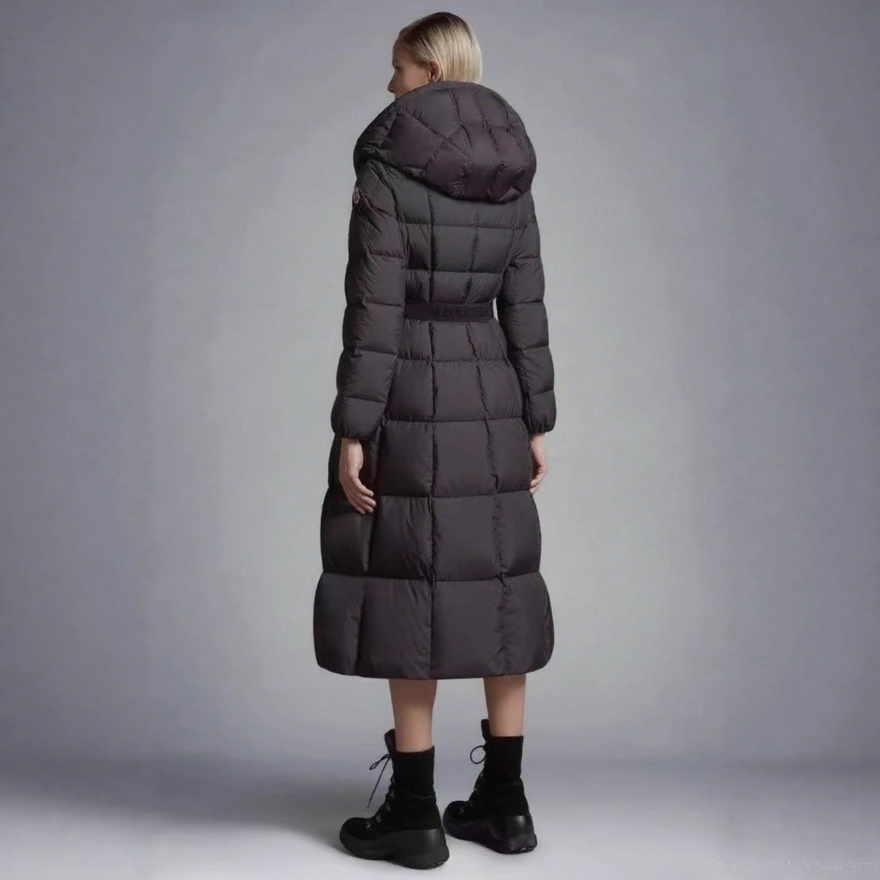 Giacca lunga casual con cappuccio in caldo piumino d'anatra bianco