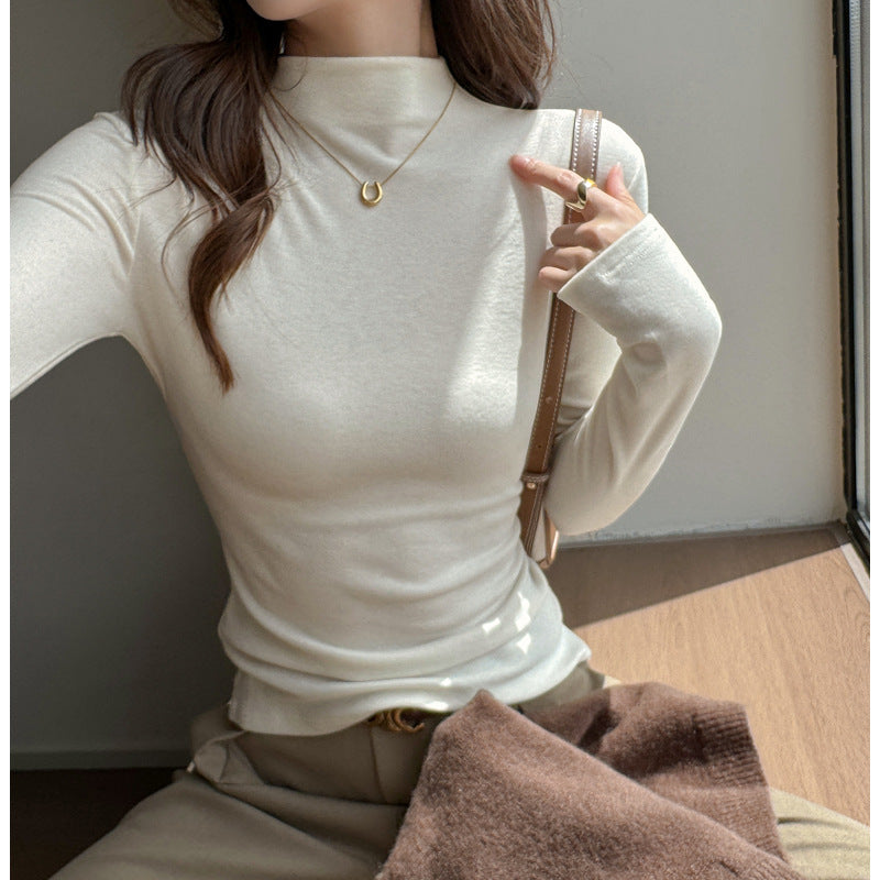 Maglietta a maniche lunghe con collo semi-alto