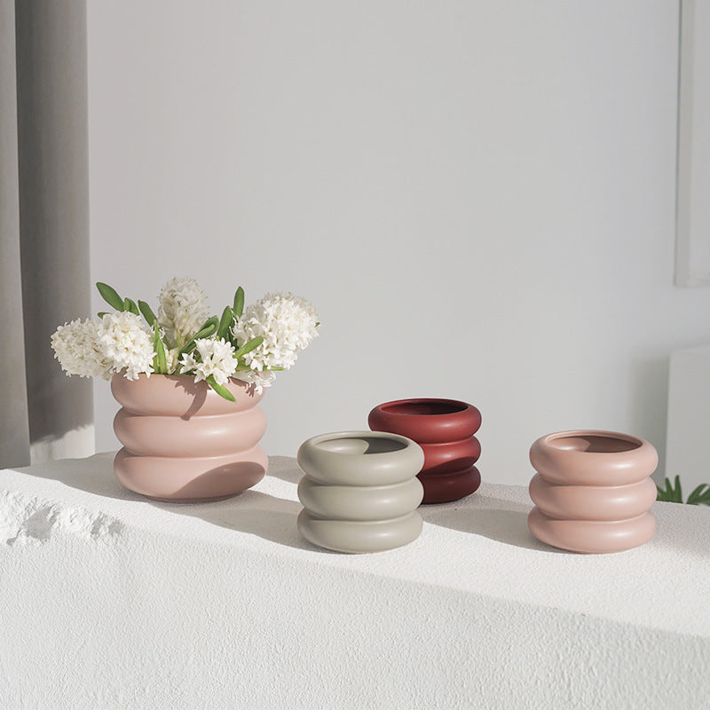 Vaso “Soft Rings” – Design Scultoreo Modern Pastel