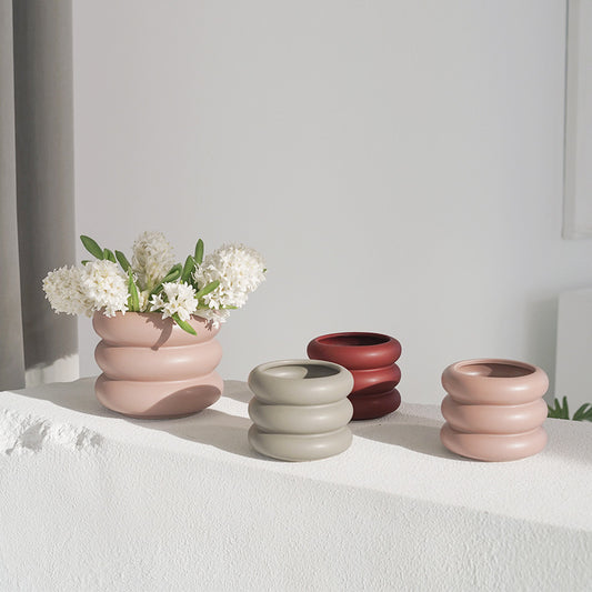 Vaso “Soft Rings” – Design Scultoreo Modern Pastel