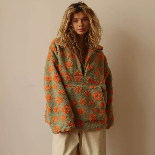 Felpa in pile con tasca frontale