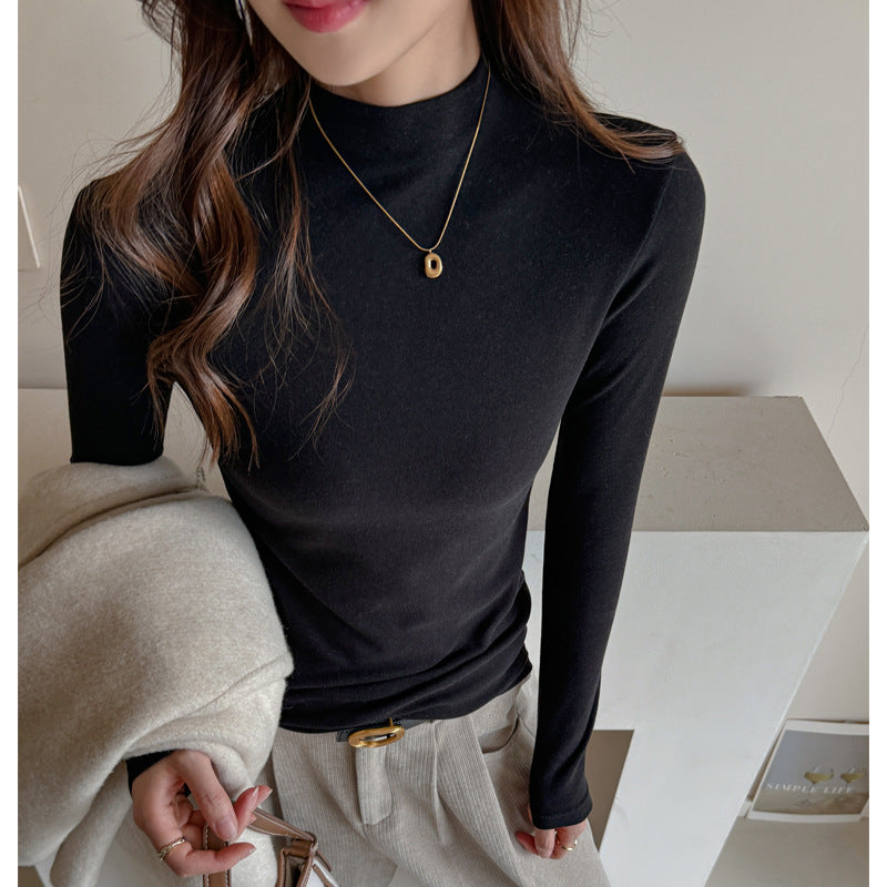 Maglietta a maniche lunghe con collo semi-alto