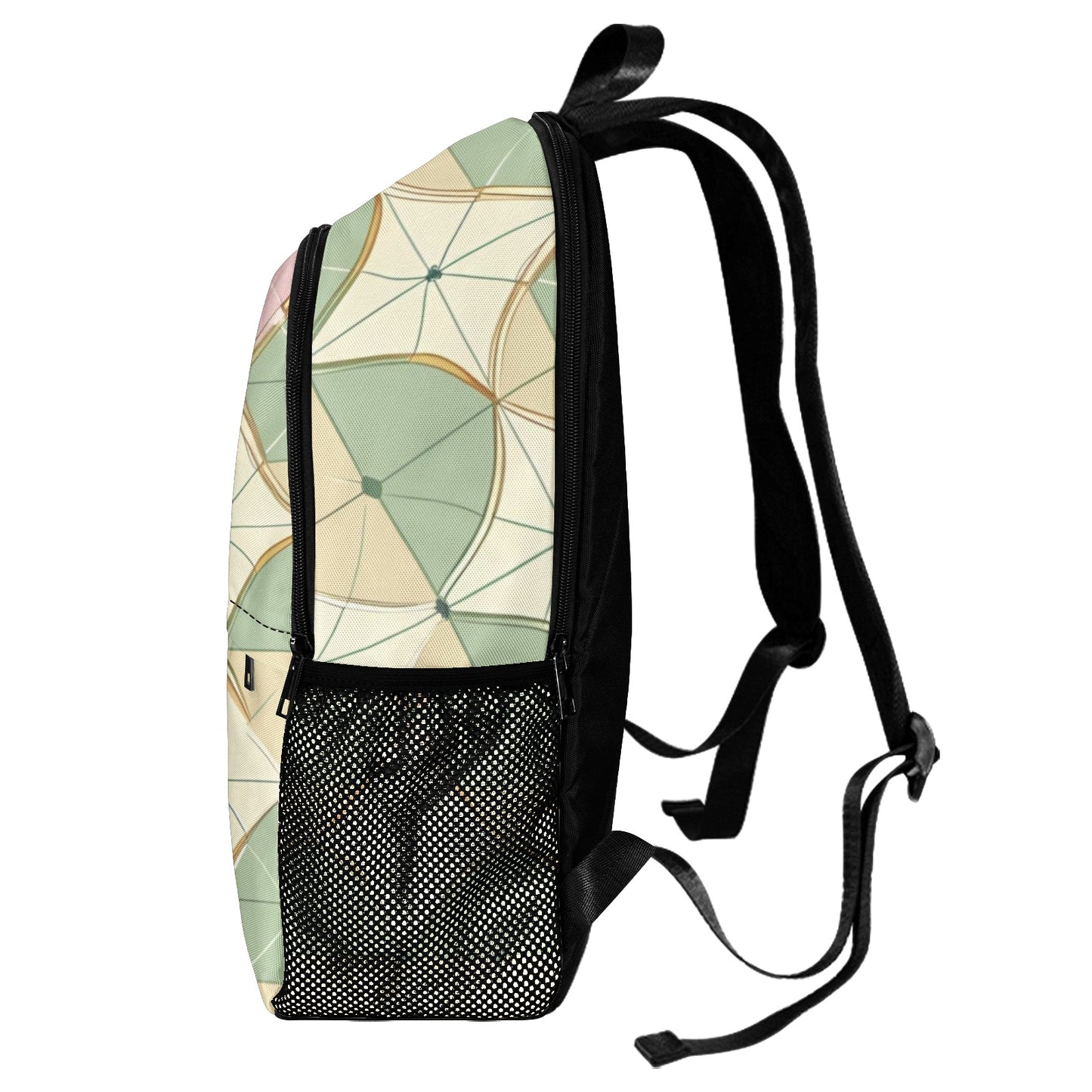 Zaino casual unisex con stampa integrale e tasche laterali in rete