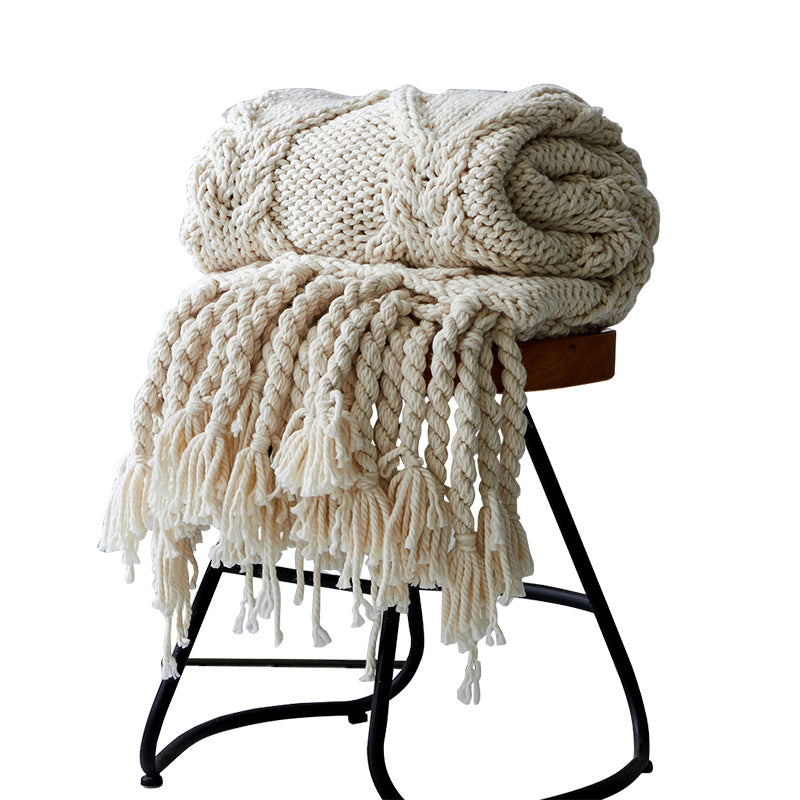 Coperta morbida, tessuta a mano con ferri da maglia