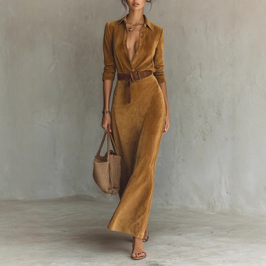 Abito lungo aderente con cintura