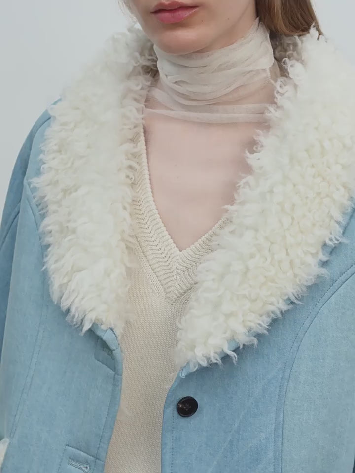 Cappotto corto in pelliccia di lana di alta qualità importato "Pure Era"