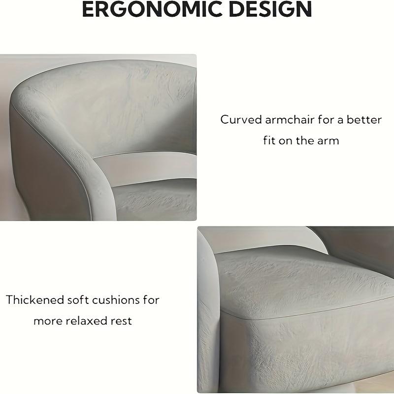 Moderna poltrona girevole in velluto a botte – Poltrona girevole a 360° con braccioli rotondi