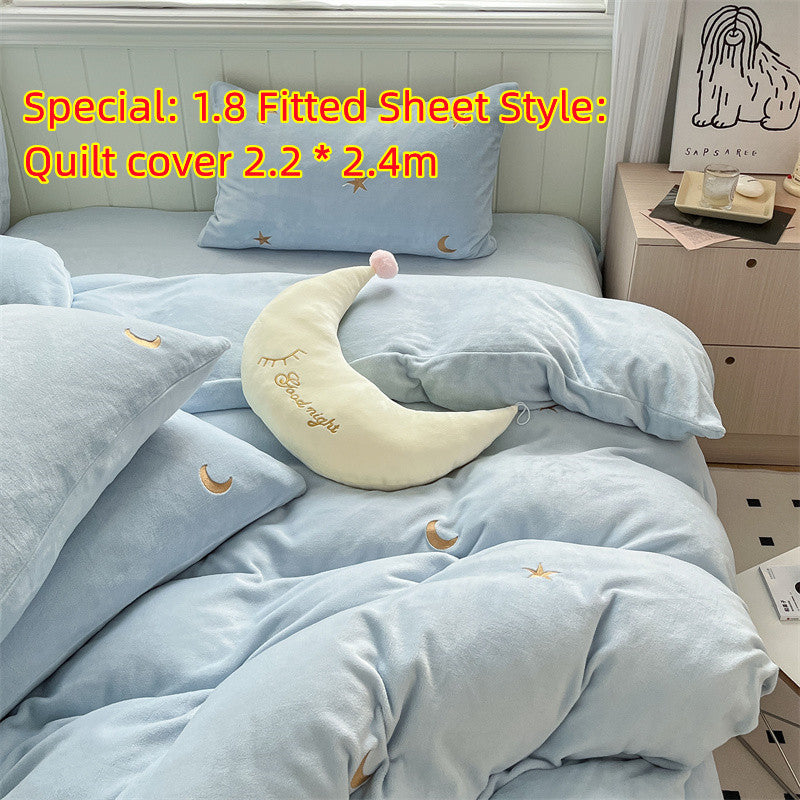 Set di quattro pezzi in velluto corallo double face