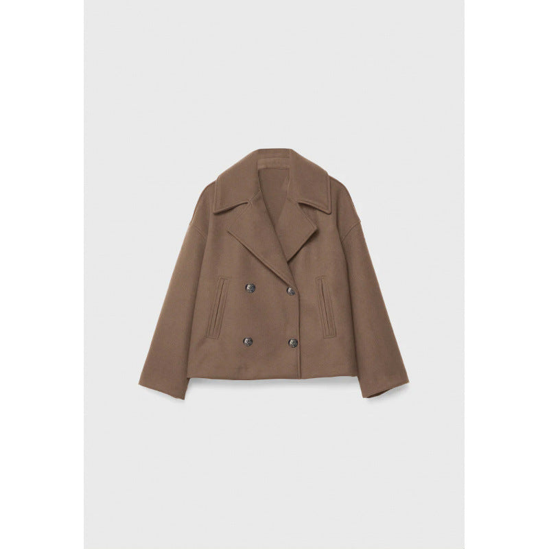 Giacca blazer doppiopetto in lana con revers