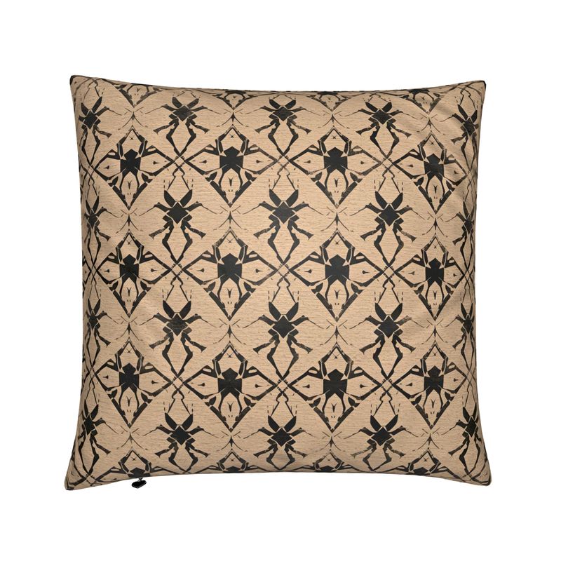 “Geometrie d’Ombra – Cuscino Decorativo Beige & Nero”