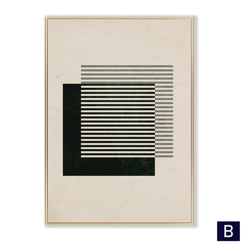 Poster vintage nero astratto, dipinto su tela