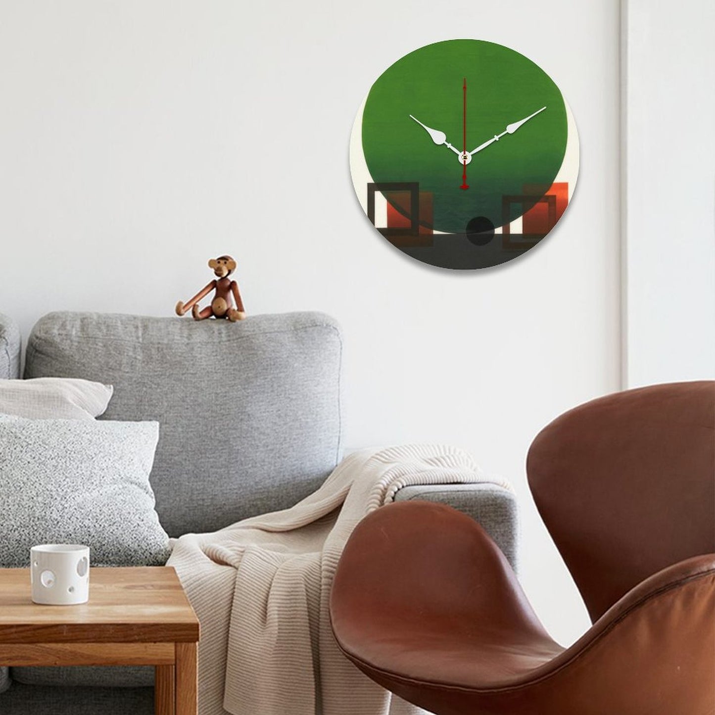 Orologio da parete in legno – Design senza scala con lancette bianche