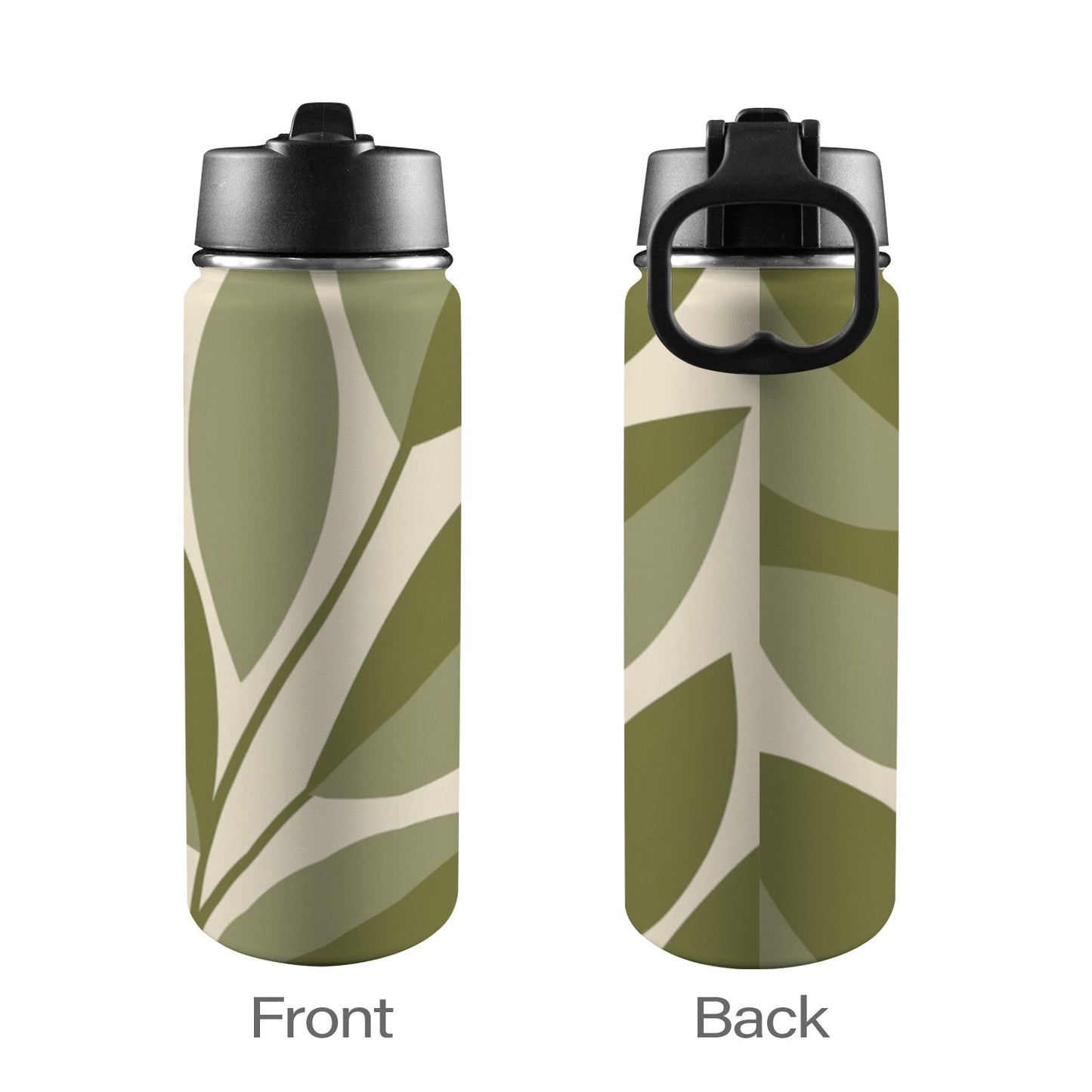 Borraccia con foglie geometriche eleganti – 18oz con tappo a cannuccia
