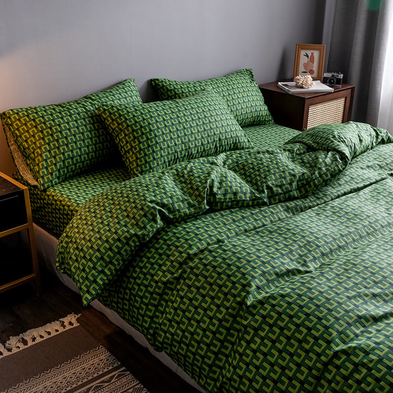 Set copripiumino con lenzuolo con angoli in puro cotone