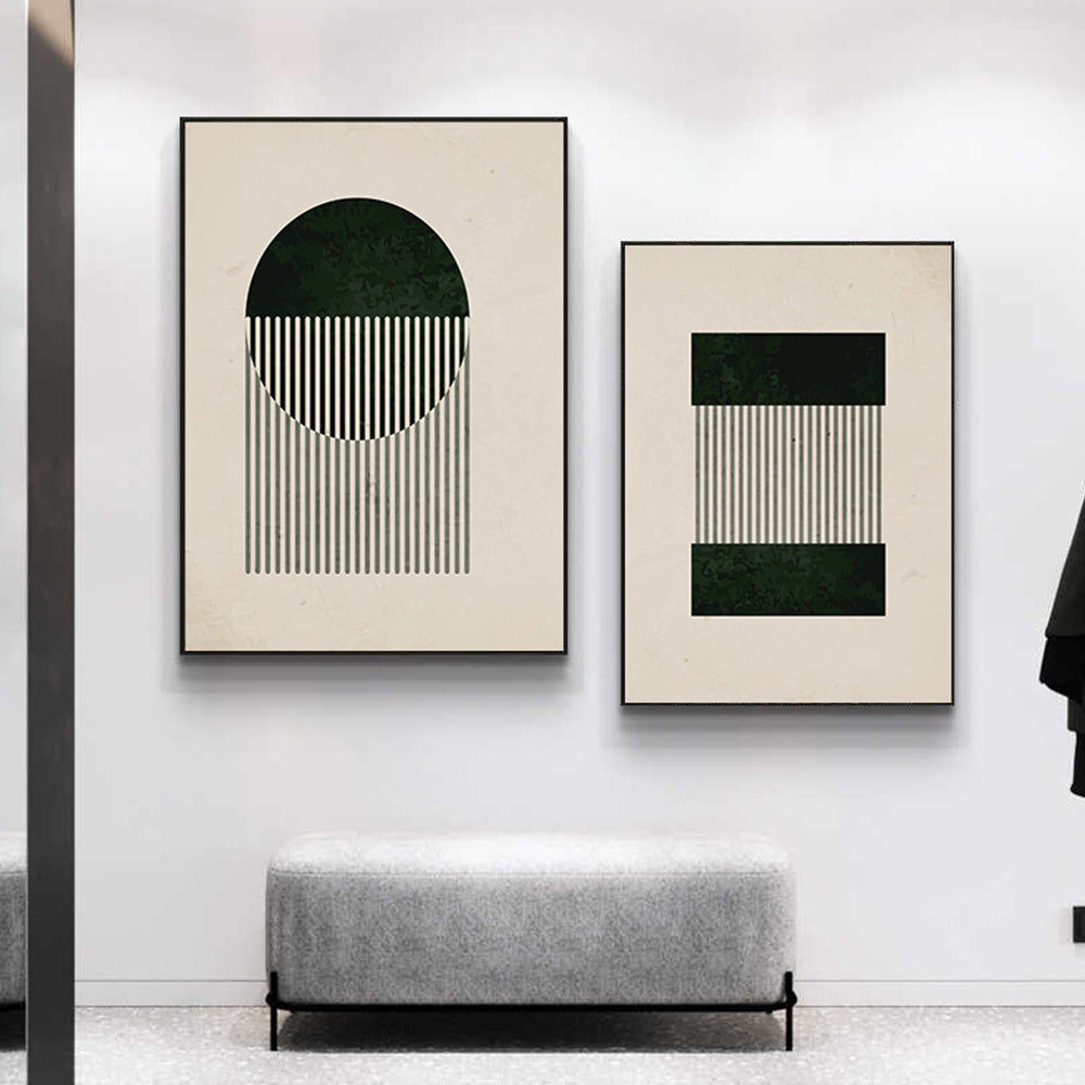 Poster vintage nero astratto, dipinto su tela