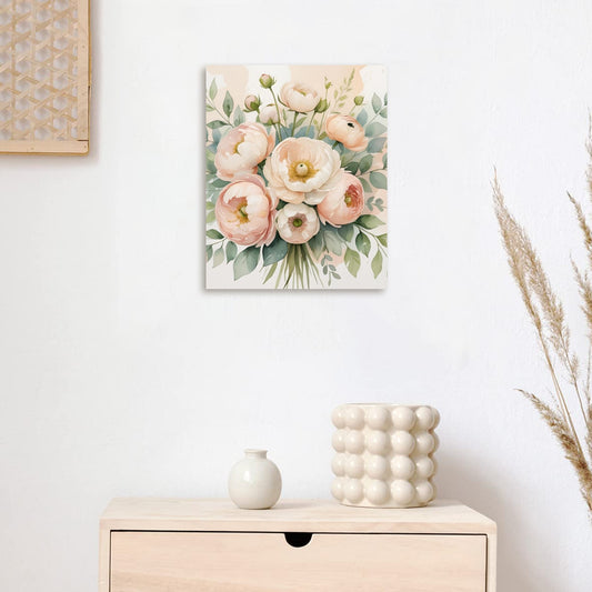 Pannello in Legno "Peonie Rosa"