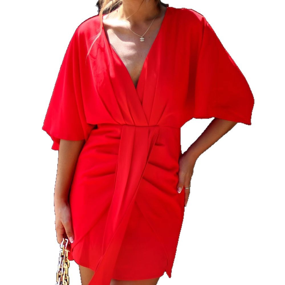 Abito elegante e irregolare a tinta unita da donna