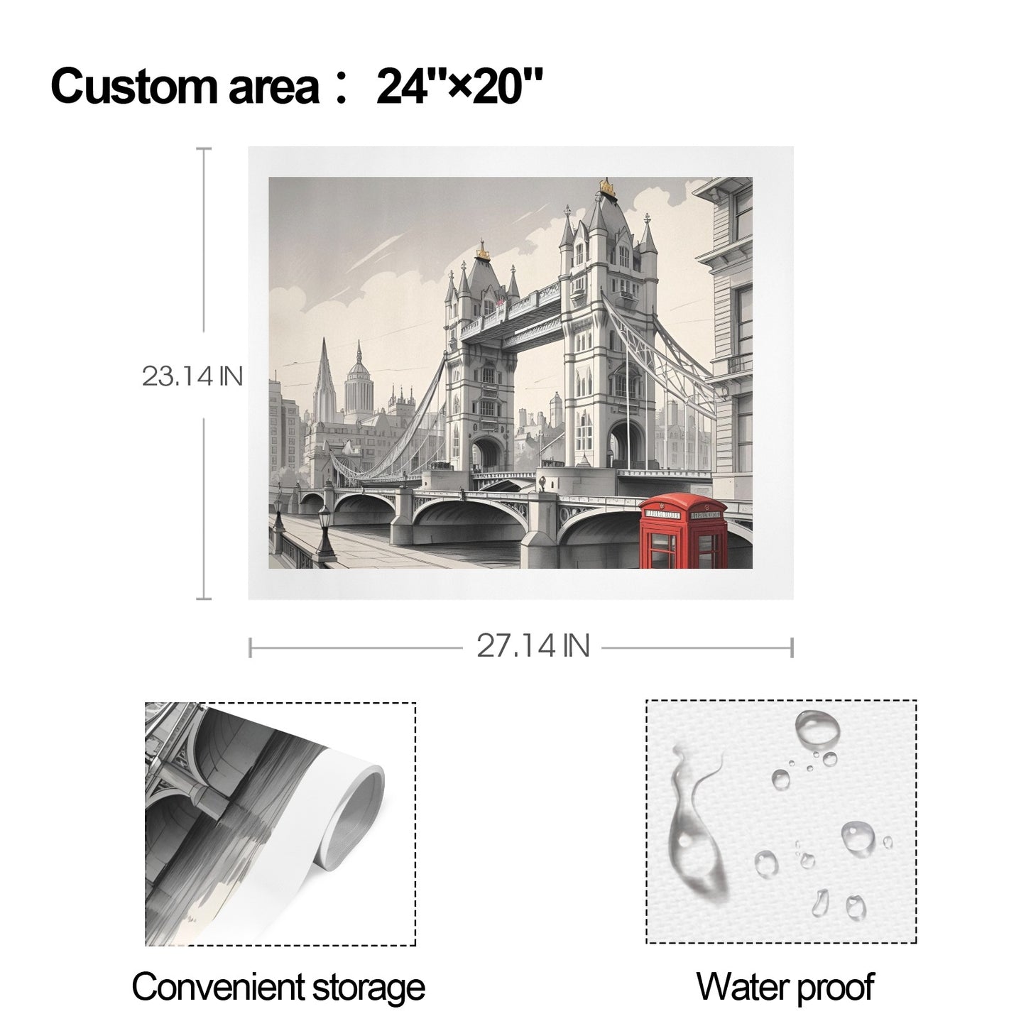 Trittico Artistico, syampa su tela "London Bridge"