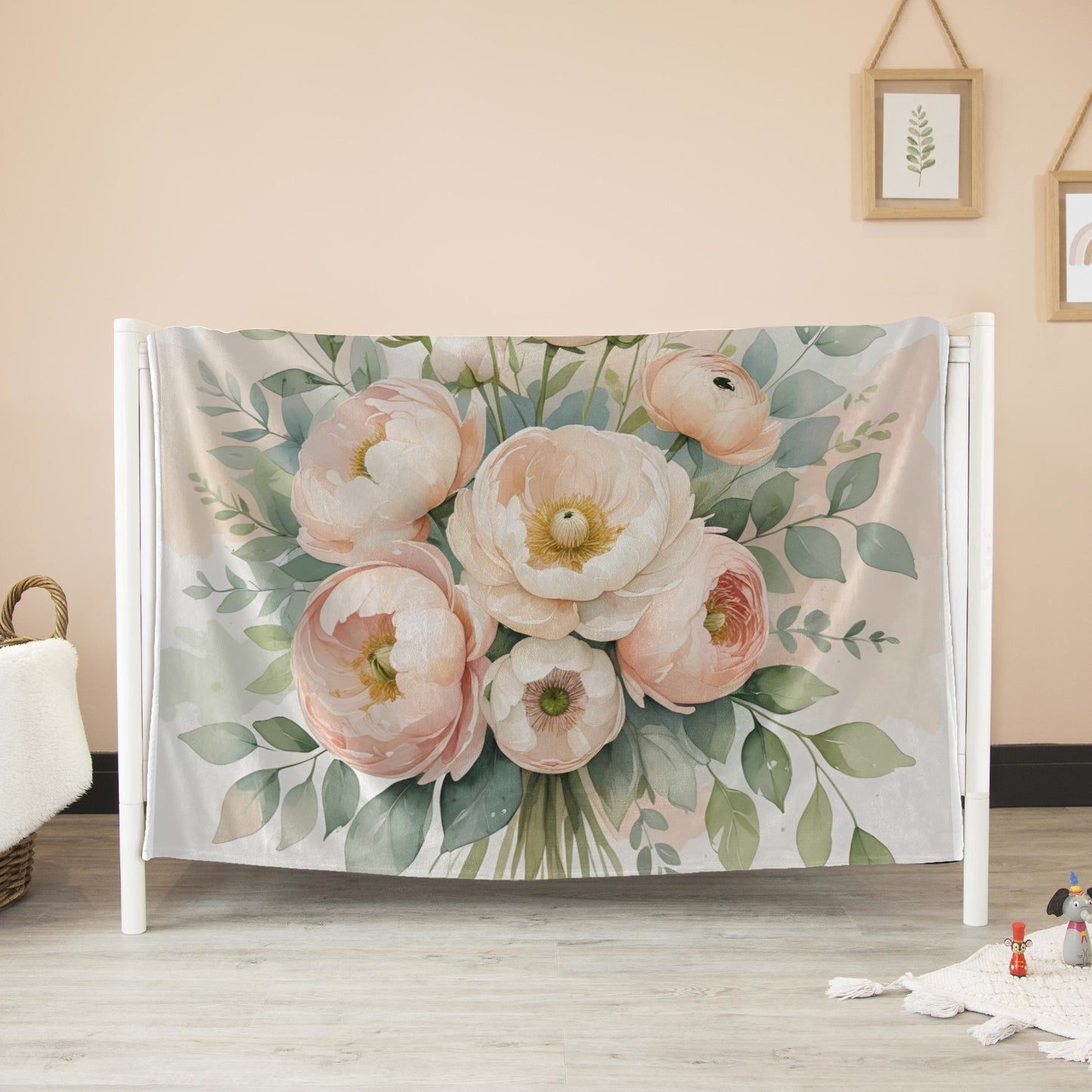 Coperta in micropile ultra morbida "Peonie in fiore"