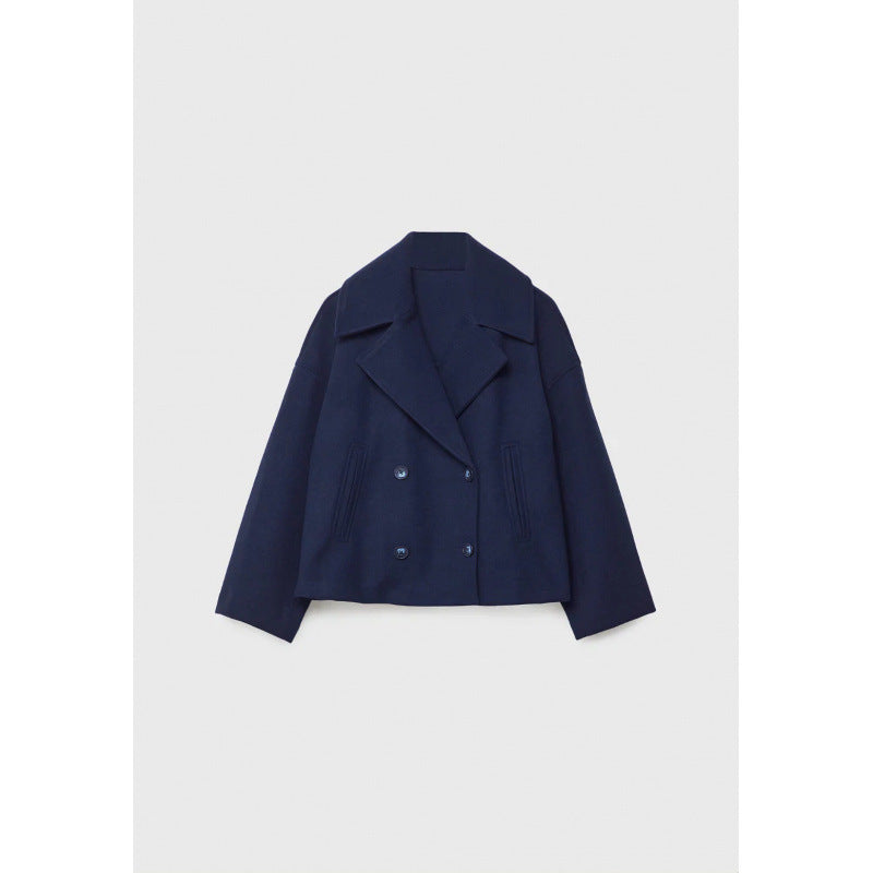 Giacca blazer doppiopetto in lana con revers