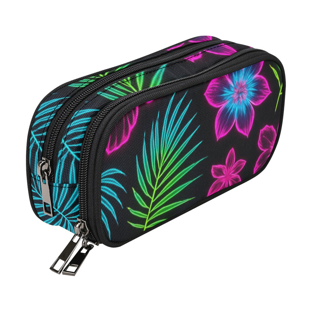 Astuccio portapenne con motivo tropicale neon
