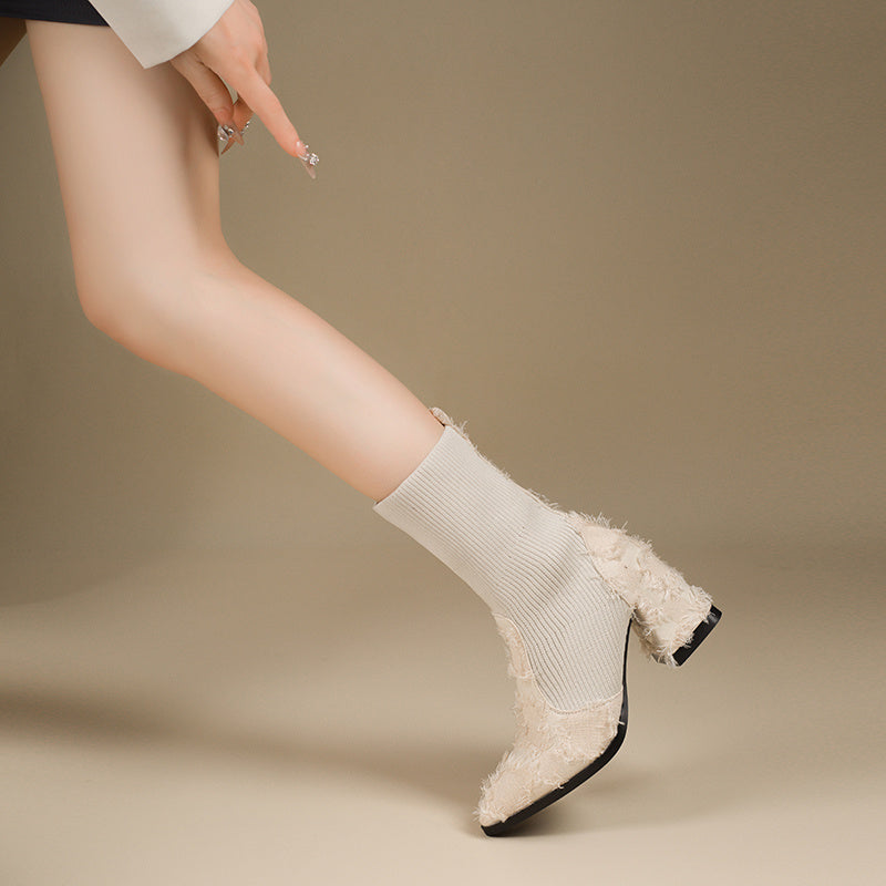 Stivali casual slip-on a punta in stile boho