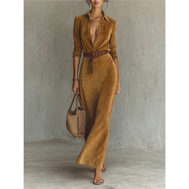 Abito lungo aderente con cintura